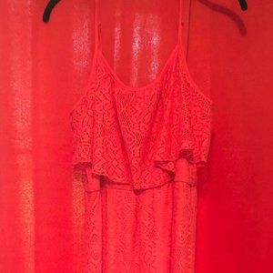 Hot Pink Casual Lace Dress